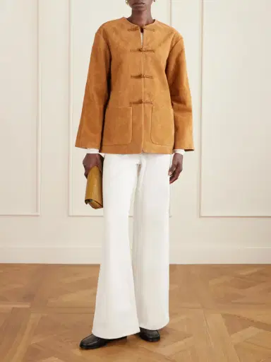 RÓHE Mandarin Paneled Suede Jacket | Thumbnail 2