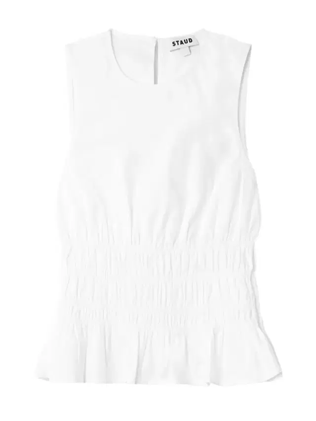 Culver Shirred Cotton-blend Poplin Peplum Top