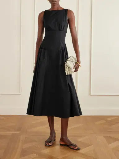 Staud Gwen Paneled Pleated Cotton-blend Poplin Midi Dress | Thumbnail 2 Staud Gwen Paneled Pleated Cotton-blend Poplin Midi Dress | Thumbnail 2