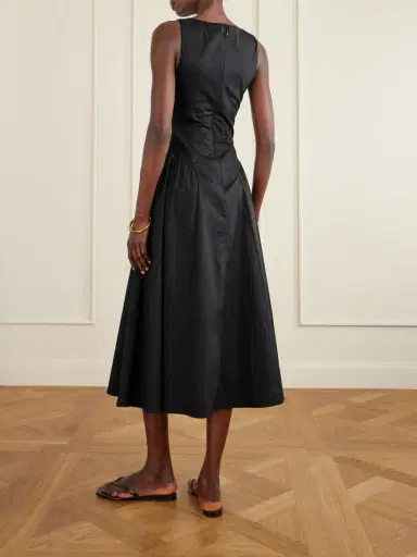 Staud Gwen Paneled Pleated Cotton-blend Poplin Midi Dress | Thumbnail 3 Staud Gwen Paneled Pleated Cotton-blend Poplin Midi Dress | Thumbnail 3