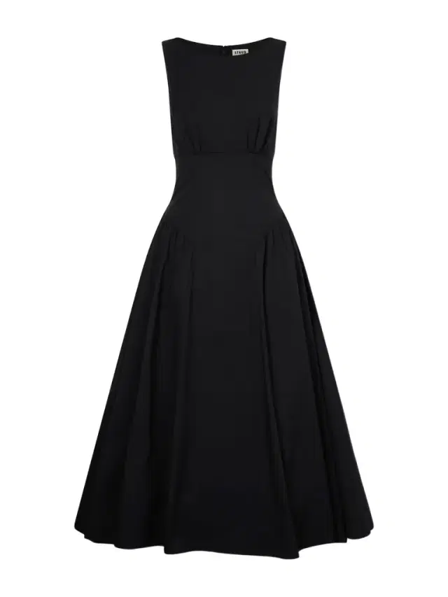 Staud Gwen Paneled Pleated Cotton-blend Poplin Midi Dress