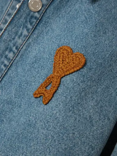 AMI PARIS Ami De Cœur Appliquéd Denim Shirt | Thumbnail 4