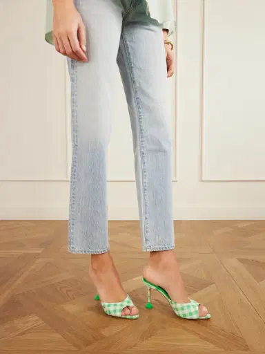 Aquazzura Bisous 85 Checked Jacquard Mules | Thumbnail 2 Aquazzura Bisous 85 Checked Jacquard Mules | Thumbnail 2