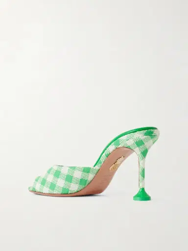Aquazzura Bisous 85 Checked Jacquard Mules | Thumbnail 3 Aquazzura Bisous 85 Checked Jacquard Mules | Thumbnail 3