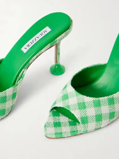 Aquazzura Bisous 85 Checked Jacquard Mules | Thumbnail 5 Aquazzura Bisous 85 Checked Jacquard Mules | Thumbnail 5