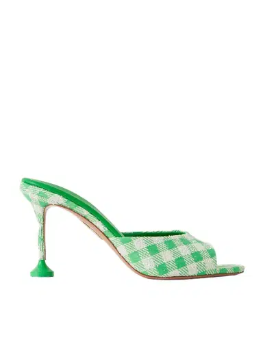 Aquazzura Bisous 85 Checked Jacquard Mules | Thumbnail 1 Aquazzura Bisous 85 Checked Jacquard Mules | Thumbnail 1