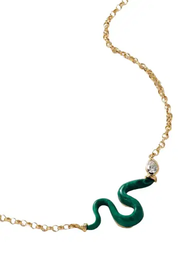 L’Atelier Nawbar Boa 18-karat Gold, Malachite And Diamond Necklace | Thumbnail 1 L’Atelier Nawbar Boa 18-karat Gold, Malachite And Diamond Necklace | Thumbnail 1