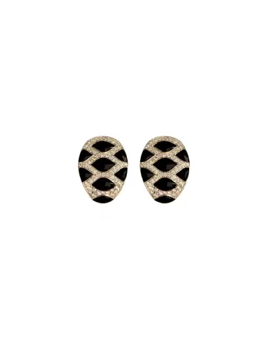 Wish Fine Jewelry 0.99ct Diamond Onyx 14K Gold Snake Print Hoop Earrings | Thumbnail 1 Wish Fine Jewelry 0.99ct Diamond Onyx 14K Gold Snake Print Hoop Earrings | Thumbnail 1