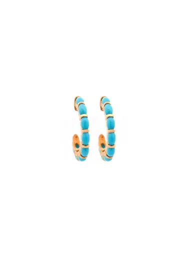 Wish Fine Jewelry 3.10ct Turquoise 14K Gold Half Hoop Earrings | Thumbnail 1 Wish Fine Jewelry 3.10ct Turquoise 14K Gold Half Hoop Earrings | Thumbnail 1