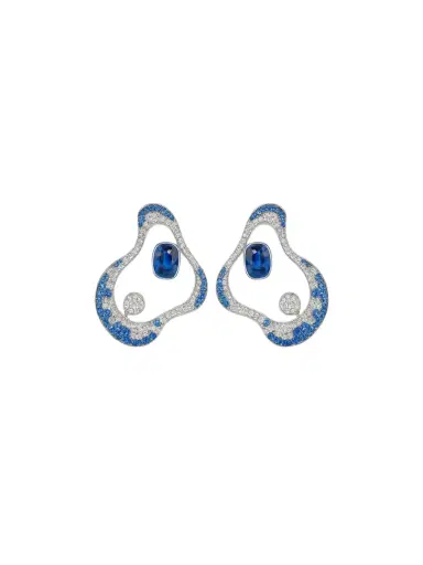 Wish Fine Jewelry 3.78ct Sapphire Diamond 18K Gold Groovy Earrings | Thumbnail 1 Wish Fine Jewelry 3.78ct Sapphire Diamond 18K Gold Groovy Earrings | Thumbnail 1