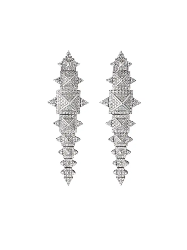 Wish Fine Jewelry 4.66ct Diamond 14K Gold Spiked Statement Earrings