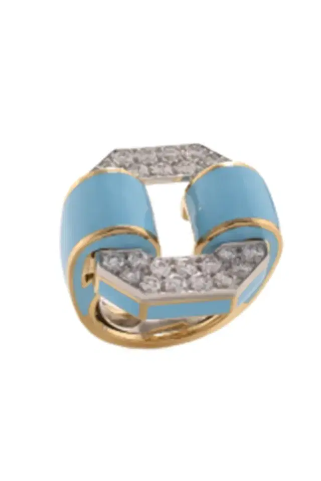 Diamond Light Blue Buckle Ring