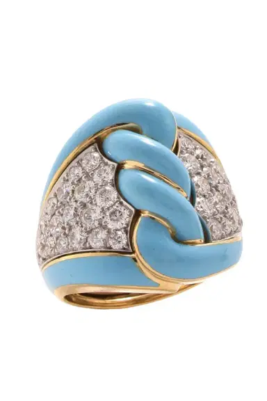 DAVID WEBB Diamond Light Blue Rope Ring | Thumbnail 1