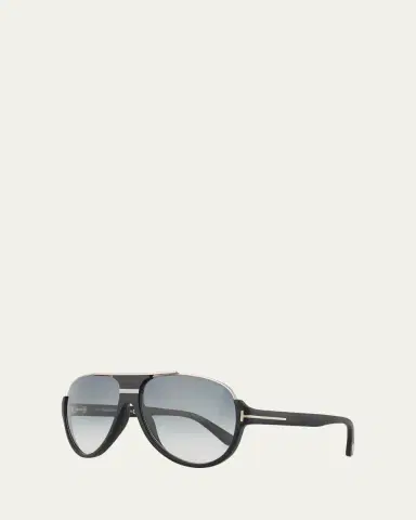 Tom Ford Dimitry Half-Rim Aviator Sunglasses, Matte Black/Shiny Dark Ruthenium/Gradient Blue | Thumbnail 2 Tom Ford Dimitry Half-Rim Aviator Sunglasses, Matte Black/Shiny Dark Ruthenium/Gradient Blue | Thumbnail 2