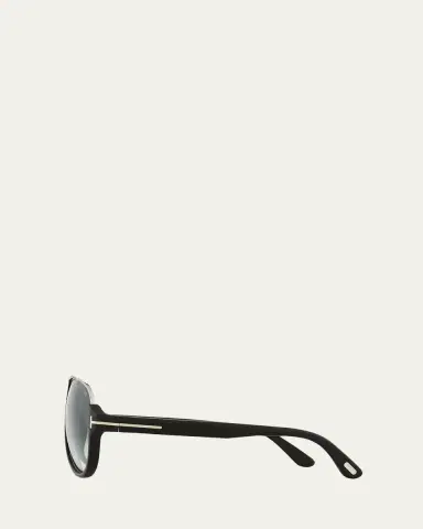 Tom Ford Dimitry Half-Rim Aviator Sunglasses, Matte Black/Shiny Dark Ruthenium/Gradient Blue | Thumbnail 3 Tom Ford Dimitry Half-Rim Aviator Sunglasses, Matte Black/Shiny Dark Ruthenium/Gradient Blue | Thumbnail 3