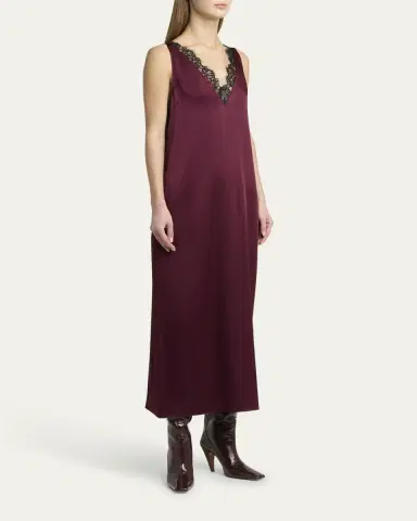 Stella McCartney Lace-Trimmed Satin Slip Dress | Thumbnail 4 Stella McCartney Lace-Trimmed Satin Slip Dress | Thumbnail 4