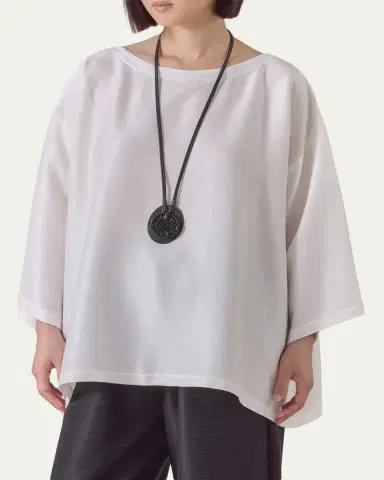 Eskandar 3/4-Sleeve Shimmer Silk Top | Thumbnail 4 Eskandar 3/4-Sleeve Shimmer Silk Top | Thumbnail 4