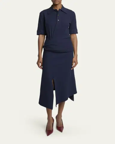 Victoria Beckham Twisted Rib Short-Sleeve Polo Shirt | Thumbnail 2