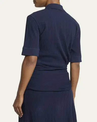 Victoria Beckham Twisted Rib Short-Sleeve Polo Shirt | Thumbnail 3