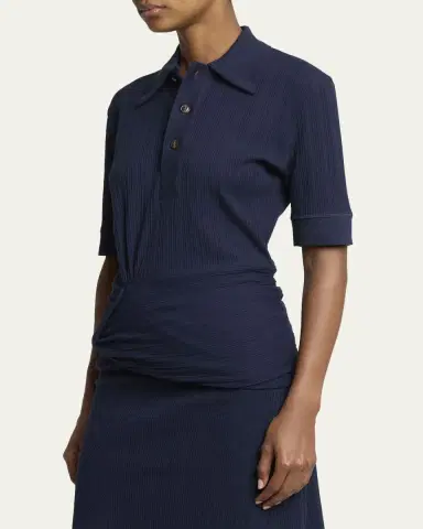 Victoria Beckham Twisted Rib Short-Sleeve Polo Shirt | Thumbnail 4