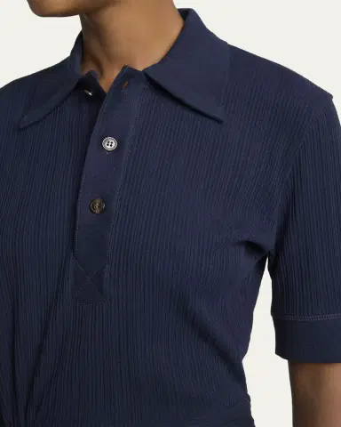 Victoria Beckham Twisted Rib Short-Sleeve Polo Shirt | Thumbnail 5