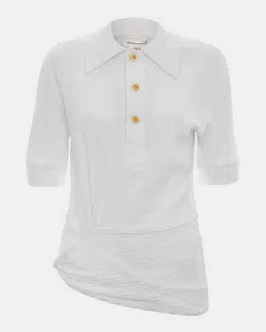 Victoria Beckham Twisted Rib Short-Sleeve Polo Shirt | Thumbnail 6