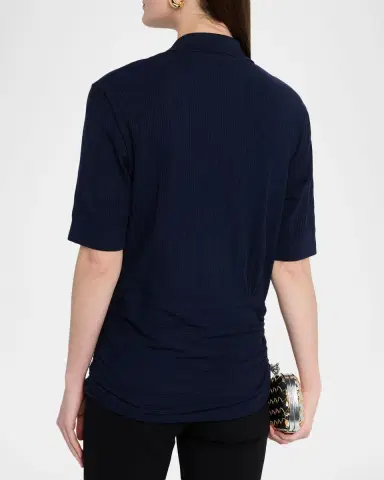 Victoria Beckham Twisted Rib Short-Sleeve Polo Shirt | Thumbnail 8