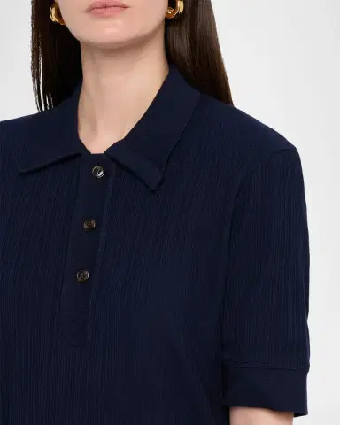 Victoria Beckham Twisted Rib Short-Sleeve Polo Shirt | Thumbnail 10