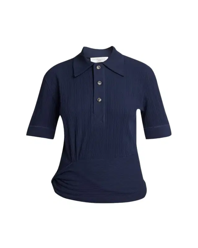 Victoria Beckham Twisted Rib Short-Sleeve Polo Shirt