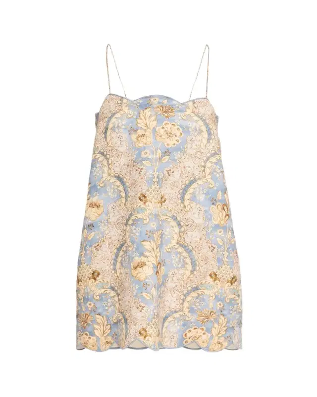 Daylight Scallop Linen Mini Dress