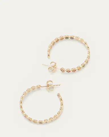 Sydney Evan Marquis Evil Eye Hoop Earrings in Rainbow, Medium | Thumbnail 4