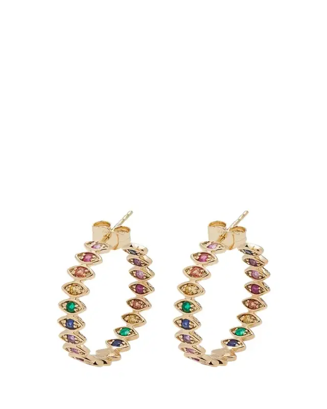 Marquis Evil Eye Hoop Earrings in Rainbow, Medium