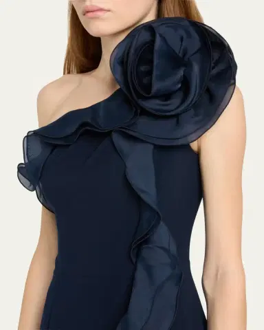Rickie Freeman for Teri Jon One-Shoulder Ruffle Column Gown | Thumbnail 5 Rickie Freeman for Teri Jon One-Shoulder Ruffle Column Gown | Thumbnail 5