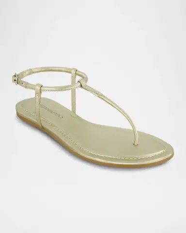 Bernardo Hercu Metallic Ankle-Strap Flat Sandals | Thumbnail 2 Bernardo Hercu Metallic Ankle-Strap Flat Sandals | Thumbnail 2