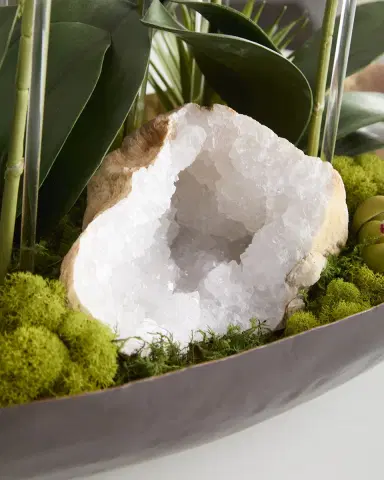 T & C Floral Company Orchids with Quartz 24" Faux Floral Arrangement in Metal Bowl | Thumbnail 5