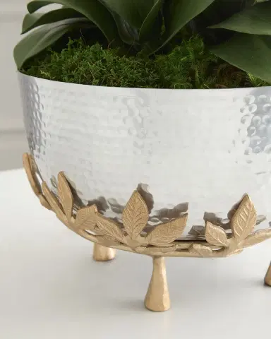 T & C Floral Company Orchids 29" Faux Floral Arrangement in Mixed Metal Urn | Thumbnail 4