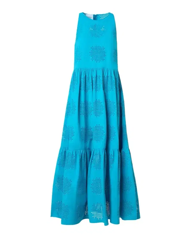 Embroidered Cotton Eyelet Tiered Maxi Dress