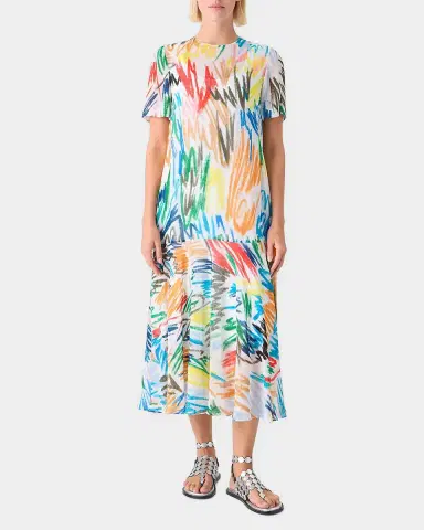 Akris punto Scribble-Print Dropped-Waist Maxi Dress | Thumbnail 2 Akris punto Scribble-Print Dropped-Waist Maxi Dress | Thumbnail 2