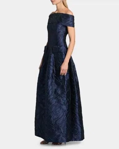 Talbot Runhof Off-The-Shoulder Textured Jacquard Gown | Thumbnail 5 Talbot Runhof Off-The-Shoulder Textured Jacquard Gown | Thumbnail 5