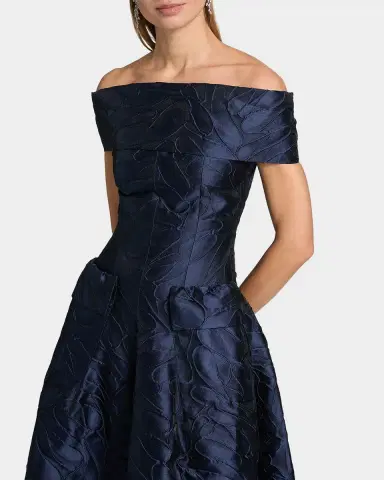 Talbot Runhof Off-The-Shoulder Textured Jacquard Gown | Thumbnail 7 Talbot Runhof Off-The-Shoulder Textured Jacquard Gown | Thumbnail 7