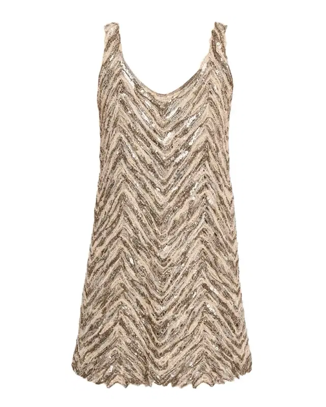 Chevron Embroidered Sequin Mini Dress