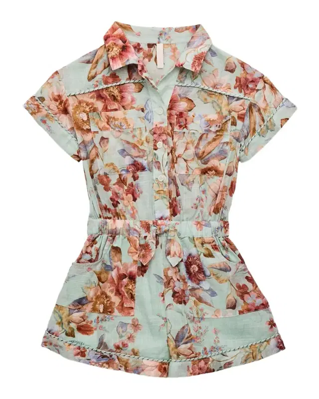 Girl 's Awaken Floral-Print Romper, Size 1-12