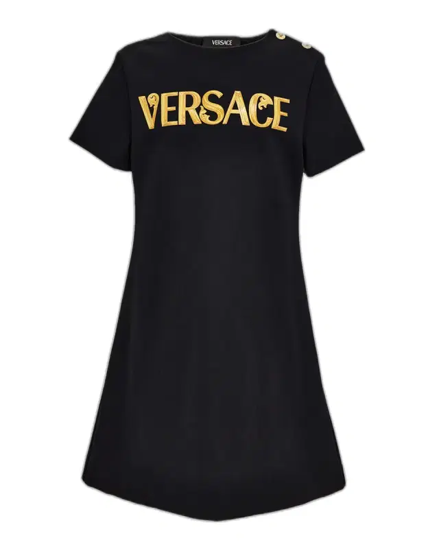 Versace Girl 's Logo-Print Short-Sleeved T-Shirt Dress, Size -14