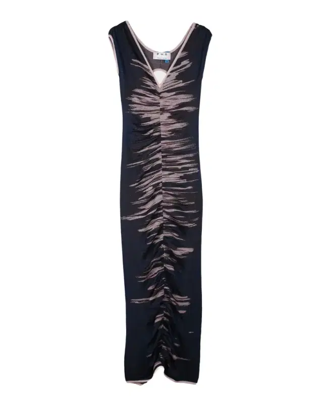 Danio Ruched Open-Back Maxi Dress