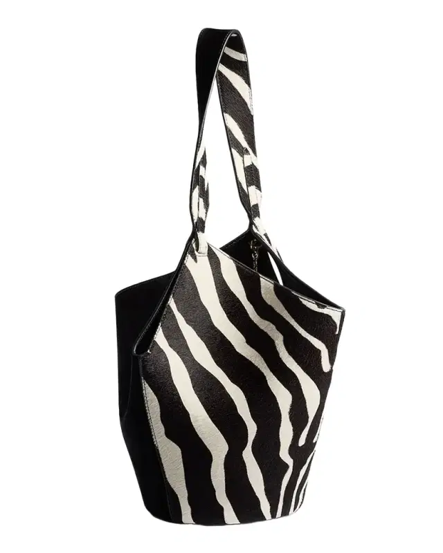 Lotus Mini Zebra-Print Calf Hair and Leather Top-Handle Bag