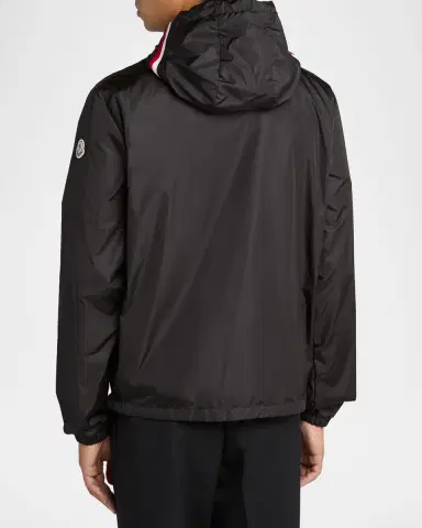 Moncler Men's Nylon Hooded Grosgrain-Trim Full-Zip Jacket | Thumbnail 3