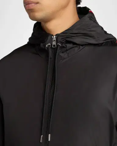 Moncler Men's Nylon Hooded Grosgrain-Trim Full-Zip Jacket | Thumbnail 5