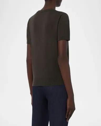 Max Mara Magenta Wool Short-Sleeve Crewneck Sweater | Thumbnail 3
