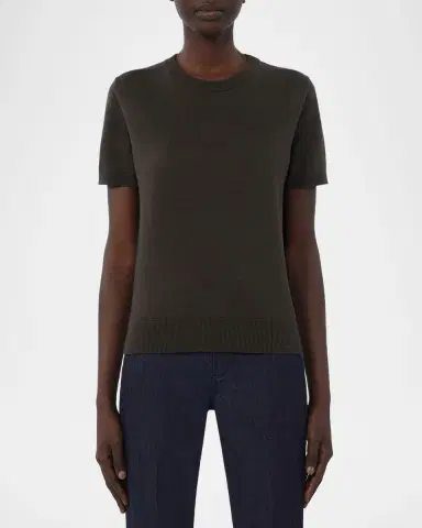 Max Mara Magenta Wool Short-Sleeve Crewneck Sweater | Thumbnail 4