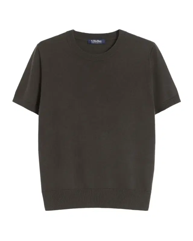 Magenta Wool Short-Sleeve Crewneck Sweater